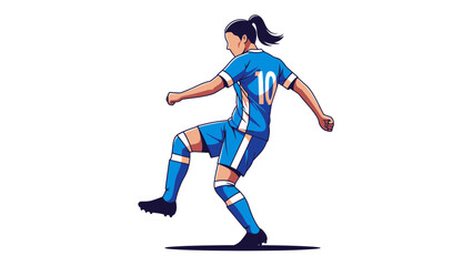 Obraz premium Dynamic Cartoon Illustration of a Female Soccer Player in Action on the Field