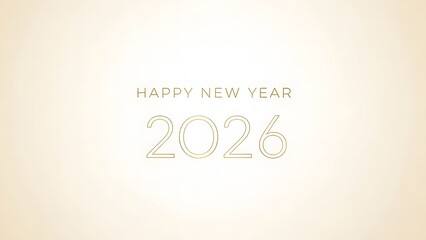 Minimal happy new year 2026 elegant white background with luxury gold typography celebration design