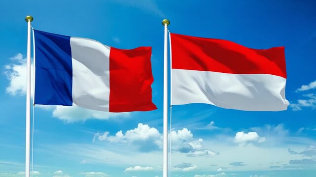 フランスの国旗とモナコの国旗(France flag flag & Monaco flag.)
