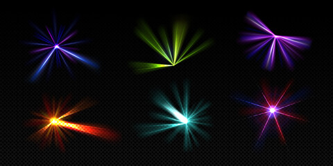 Colorful Light Burst Effects on Transparent Dark Grid Background