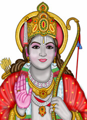 Fototapeta premium hand drawn digital art of lord rama