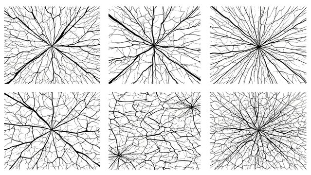 Abstract branching network pattern design in a series of digital illustrations