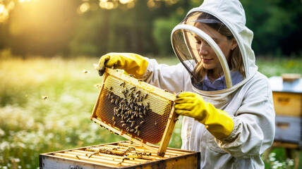 beekeeper and bees