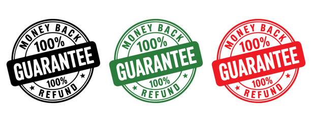 Money back guarantee stamp, Money back guarantee label , Money back guarantee badge