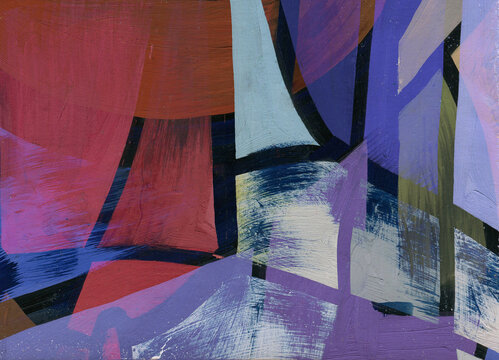 Expression of geometric painting with color and brushstroke. Abstract illustration for background.
