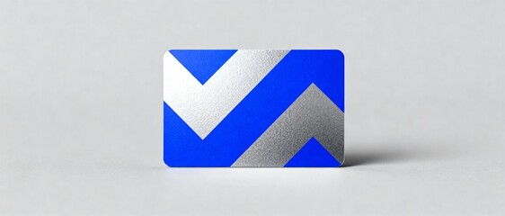Modern blue and silver gift card with chevron design