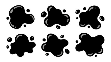Obraz premium Black ink blots set on white background for design and decoration