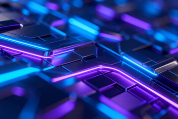 Futuristic Neon-Lit Tech Circuit Board Pattern