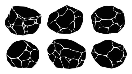 Obraz premium Black rocks illustration vector graphic elements isolated on white