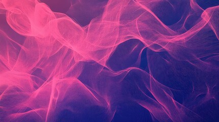 Glowing magenta particle waves flow and connect into a dynamic grid pattern over a deep blue purple gradient, evoking futuristic data streams, network energy, and digital motion