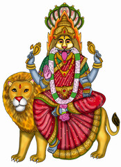 hand drawn digital art of goddess pratyangira