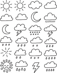 Weather icons set in simple black line style