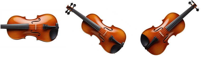 Fototapeta premium Sets of 3D violins Isolated on White Background