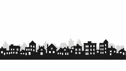 Obraz premium Silhouette of a charming suburban neighborhood with diverse houses.