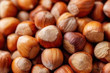 Fototapeta premium Close-up of hazelnuts in a pile