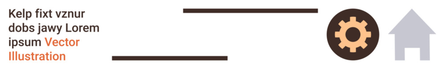 Automation, technology, system optimization, process management, smart home, engineering solutions. Gear and home symbols with placeholder text elements. Automation and technology concepts