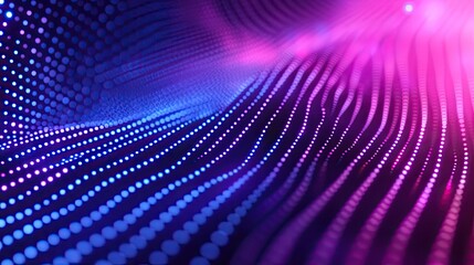 Colorful glowing network of dots and lines forming a flowing wave of data and light, evoking digital communication, information streaming, cyberspace and futuristic technology visualization