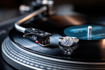 Diamond Ring on a Spinning Vinyl Record