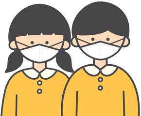People Wearing Face Masks Illustration