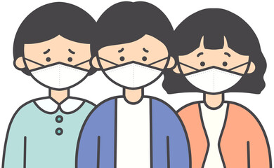 People Wearing Face Masks Illustration