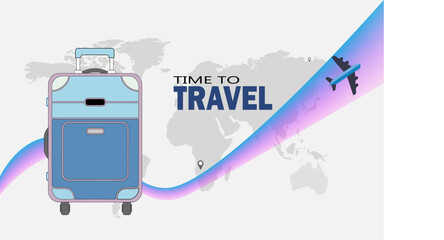 Flat vector travel illustration showing travelers concept