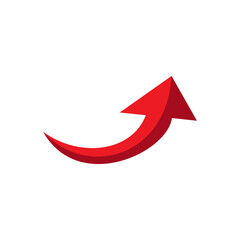 A vibrant red arrow curves upward, symbolizing growth, progress, or direction change.