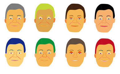 男性 顔 アイコン セット シンプル イラスト 素材