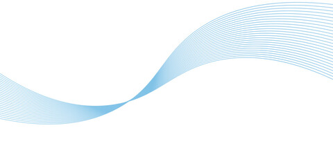Abstract blue smooth waves on white background. Dynamic sound waves. Vector illustration.