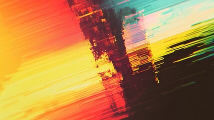 Abstract digital image presenting vibrant color lines with a pixelated glitch effect, creating a dynamic visual flow and texture for technology or design concepts
