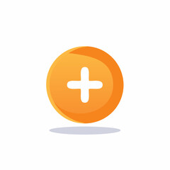Obraz premium Orange Circle Icon with White Plus Sign for Add, New or Positive Actions