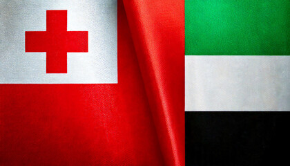 アラブ首長国連邦の国旗とトンガの国旗(United Arab Emirates flag & Tonga flag.)
