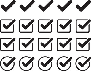 Collection of checkmark icons in various styles