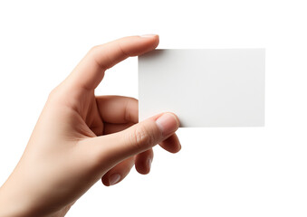 Hand Holding Blank Business Card on White Background
