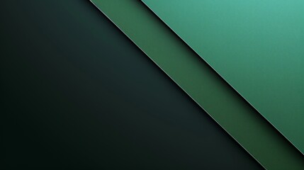 Modern green abstract background with geometric layers. Minimalist design with textured surfaces and diagonal lines. Elegant corporate template with copy space