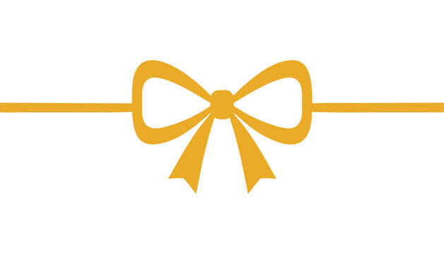 Yellow Ribbon Bow with Tails &ndash; Minimalist Vector Decoration for Gift Wrapping and Festive Design