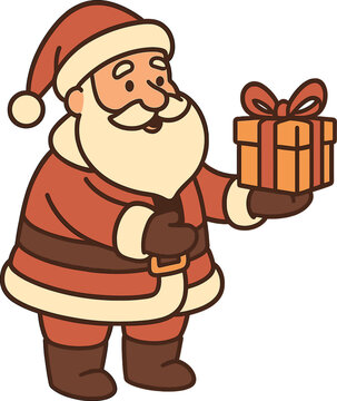 A vector illustration of Santa Claus or Russian Father Frost presenting a gift in a cartoon style for the New Year