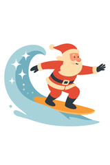 Naklejka premium Santa rides a glittering snow wave in a dynamic holiday hero banner