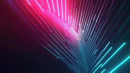 Abstract background showing bright neon glowing lines in pink and blue colors forming a dynamic geometric pattern, evoking a sense of digital technology and future
