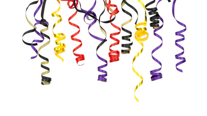 Colorful streamers isolated on transparent background