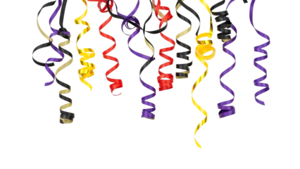 Colorful streamers isolated on transparent background