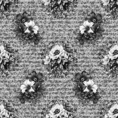 Rose, star pattern and background black and white