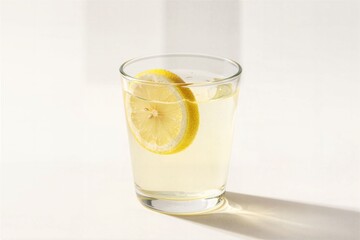 Refreshing Lemonade in a Clear Glass with Lemon Slice Decoration