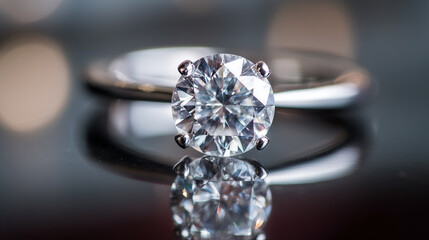 A diamond ring is on a table