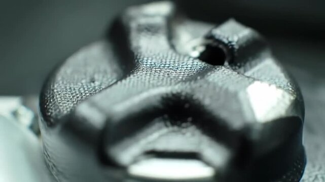 Detailed macro view of an object in a dark environment