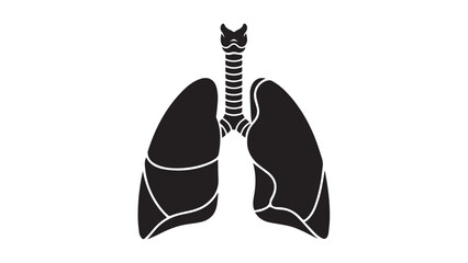 Human Lungs Anatomy Vector Illustration Black on White