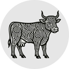 mascot hieroglif  cow  vector...