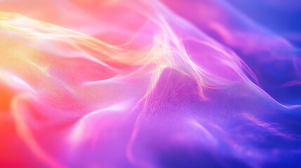 Obraz premium Abstract particle mesh gently flowing in a colorful gradient, representing concepts of data visualization, technology, network, and futuristic digital communication