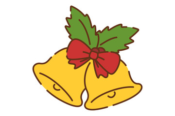 手描き風のかわいいクリスマスのベル素材イラスト