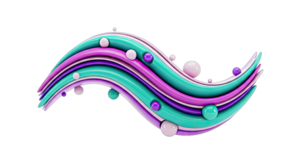 Abstract 3D Wave with Spheres on White Background