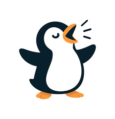 Flat vector illustration of bright singing or calling with small sound lines cheerful pose